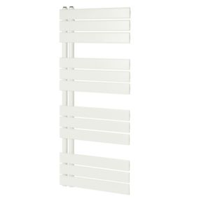 GoodHome Boxwood Vertical Towel radiator, White (W)500mm (H)1200mm