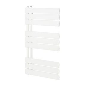 GoodHome Boxwood Vertical Towel radiator, White (W)500mm (H)900mm