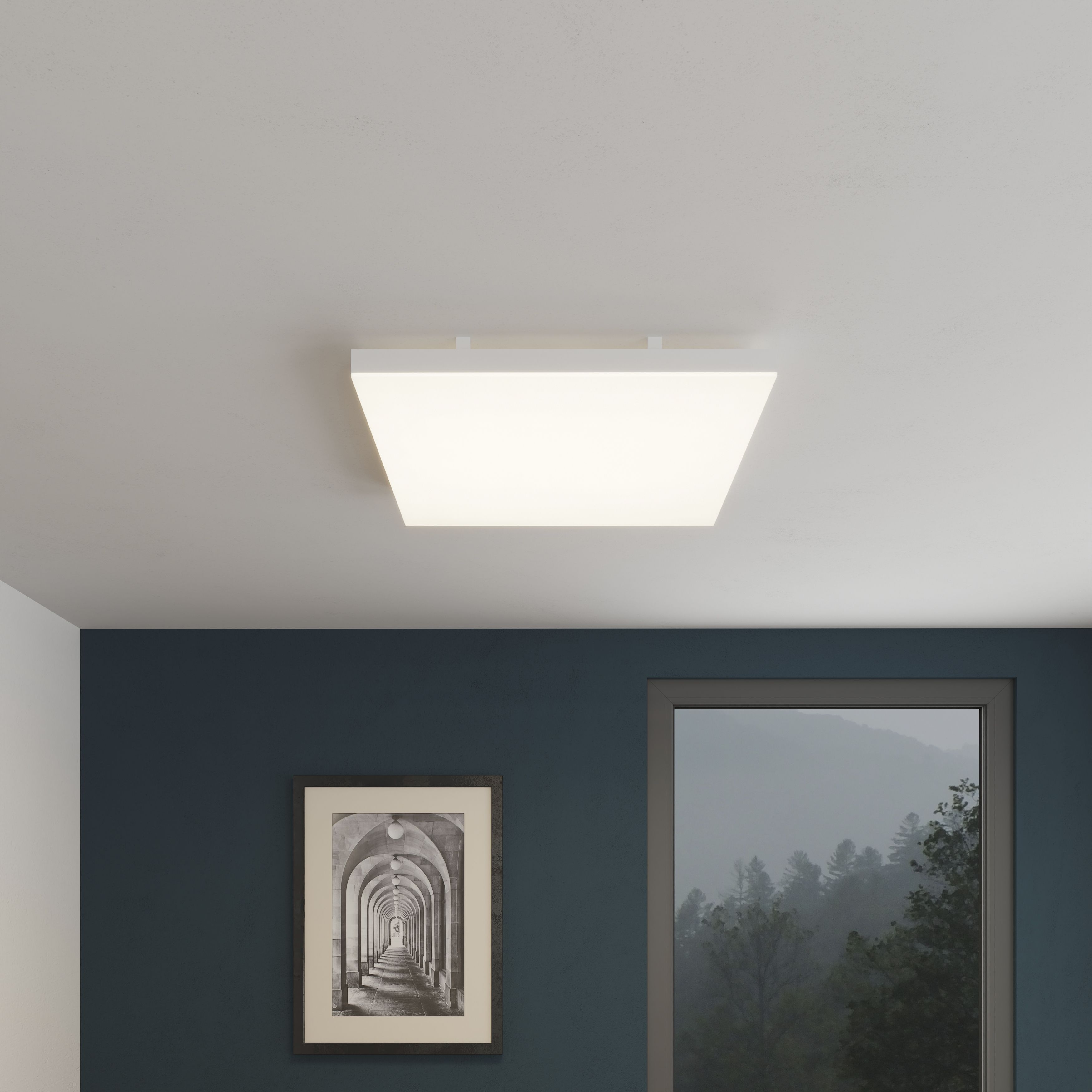 GoodHome Boyle Matt White Porcelain effect Square Neutral white LED Light panel (L)595mm