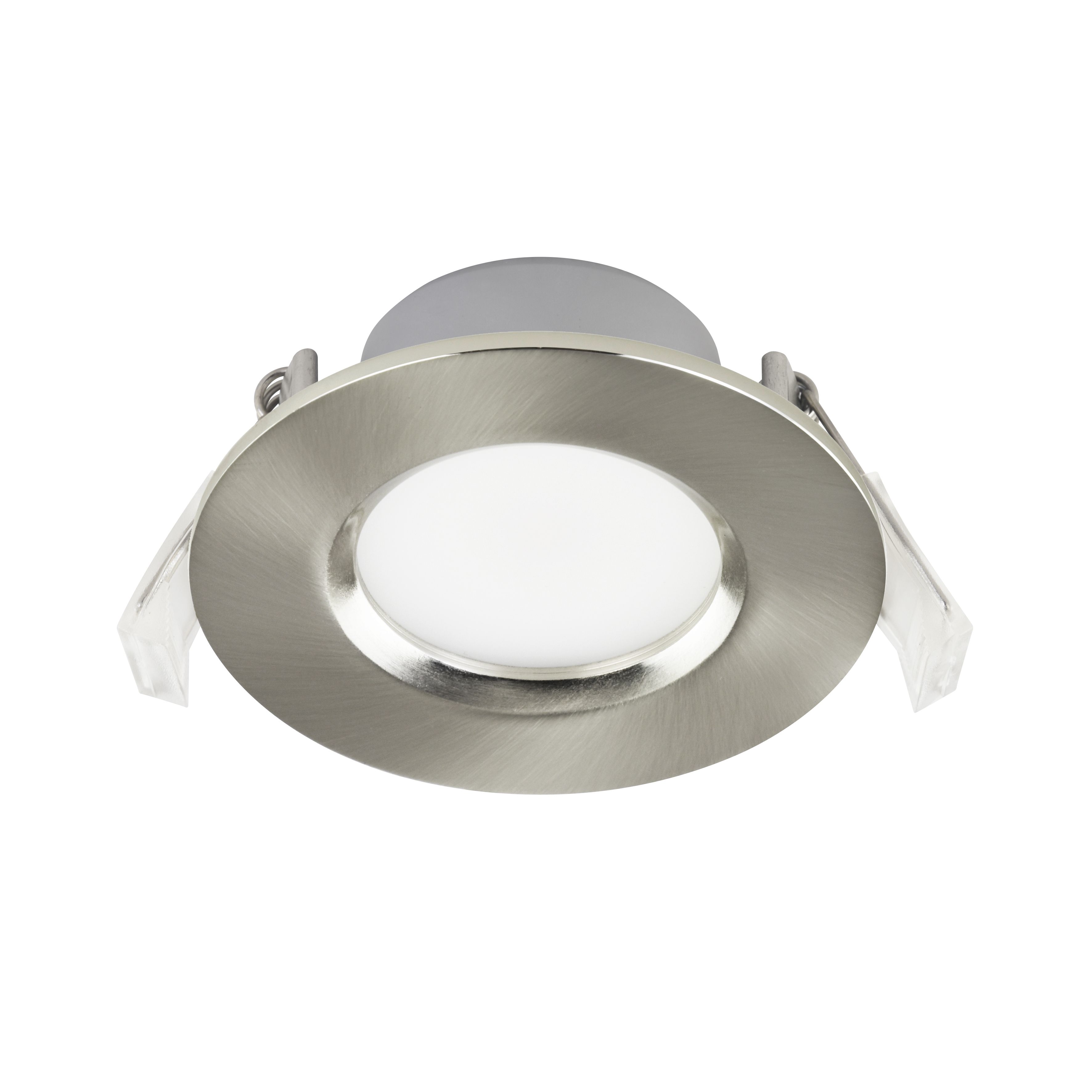 GoodHome Boze Silver Mains-powered Neutral white LED Round Decking ...