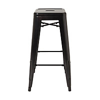 GoodHome Branza Black Steel Bar stool