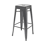 GoodHome Branza Grey Steel Bar stool