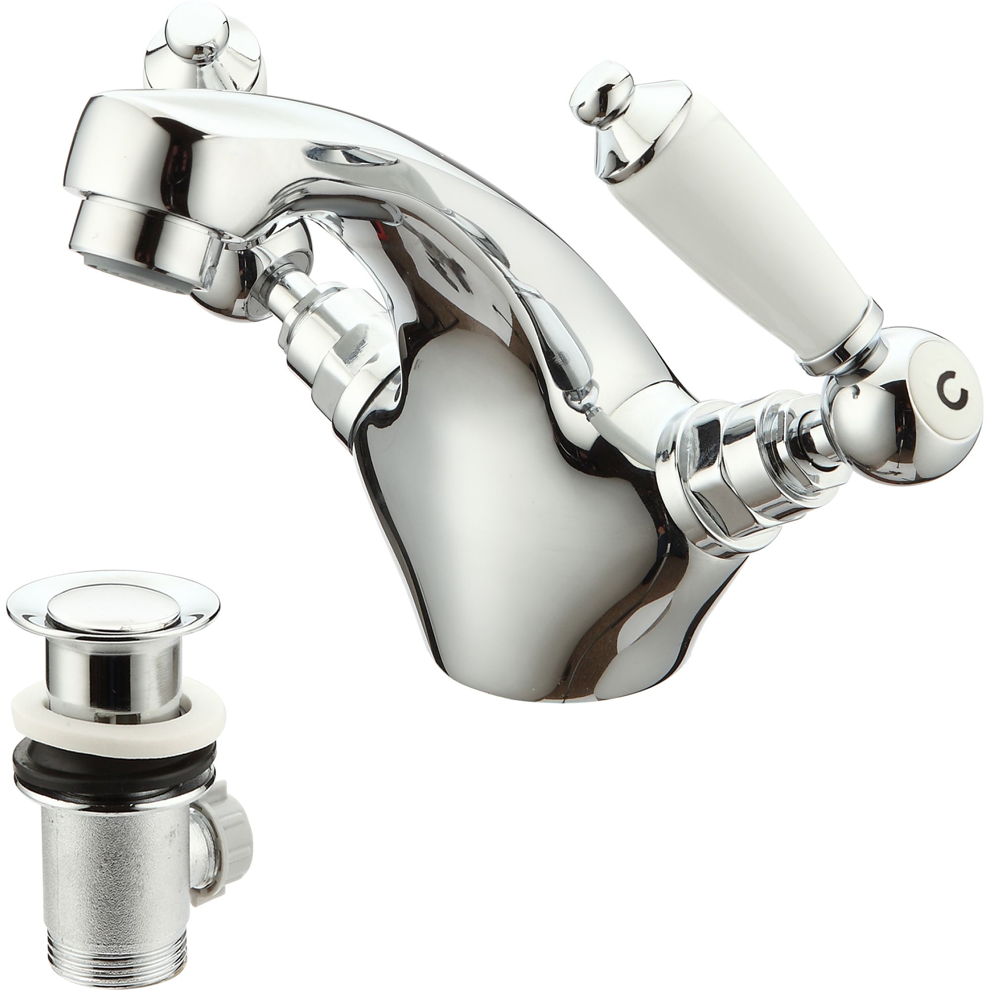 GoodHome Brean 2 Lever Chrome-plated Traditional Basin Mono Mixer Tap ...