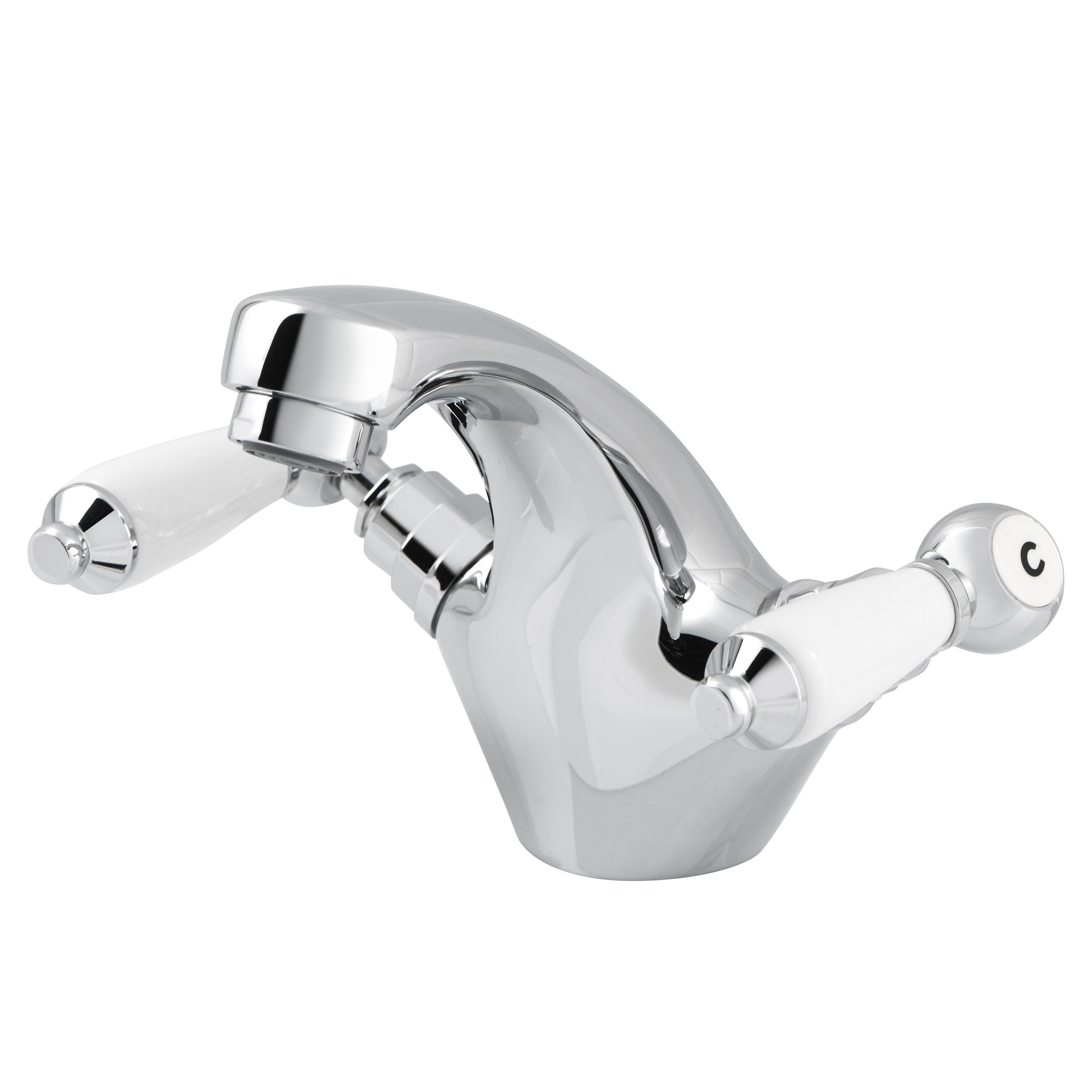 GoodHome Brean 2 lever Victorian Basin Mono mixer Tap DIY at B&Q