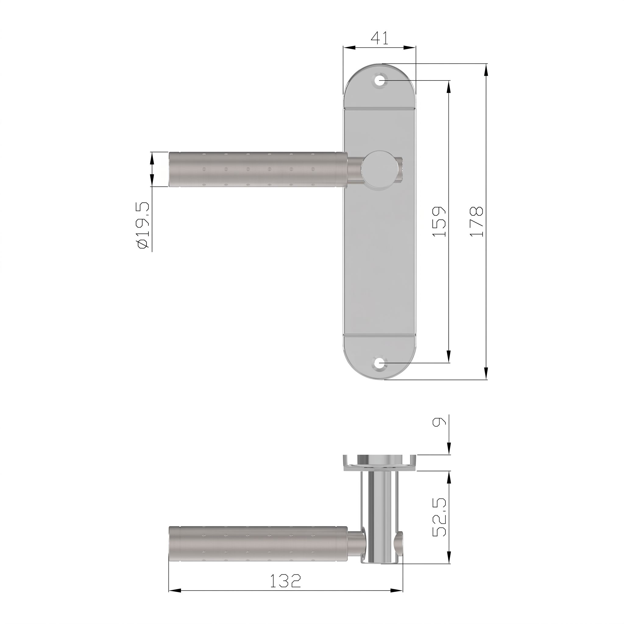 GoodHome Brigg Brushed & polished Grey Chrome & nickel effect Straight Latch Door handle (L)132mm (D)61.5mm Pair