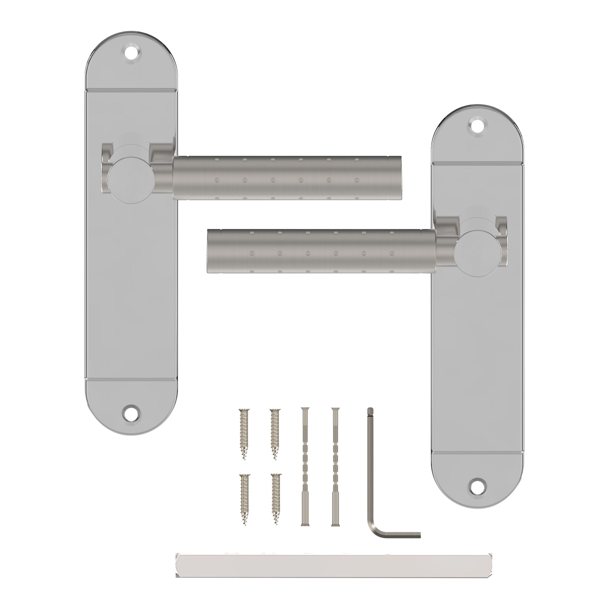 GoodHome Brigg Brushed & polished Grey Chrome & nickel effect Straight Latch Door handle (L)132mm (D)61.5mm Pair