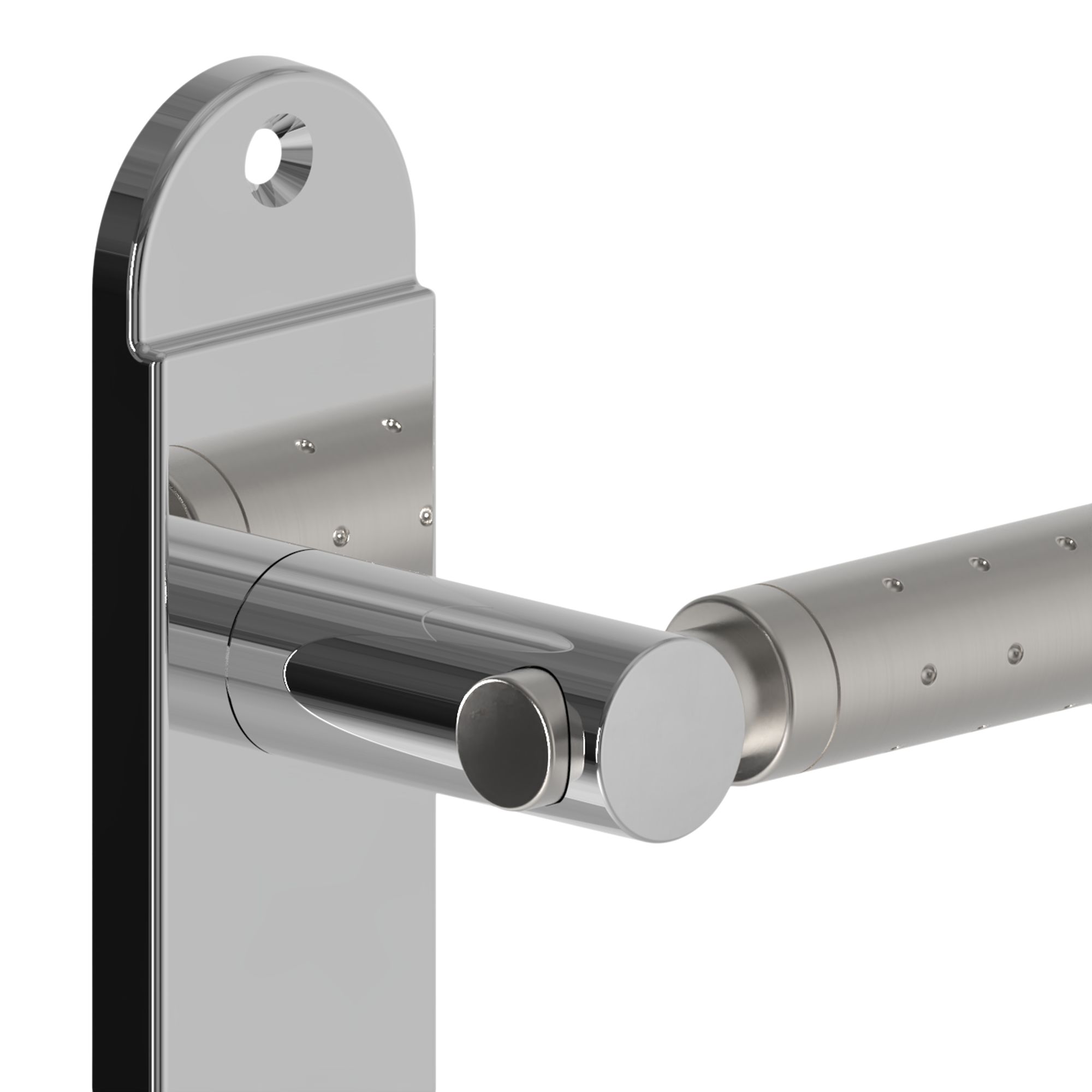 GoodHome Brigg Brushed & polished Grey Chrome & nickel effect Straight Latch Door handle (L)132mm (D)61.5mm Pair