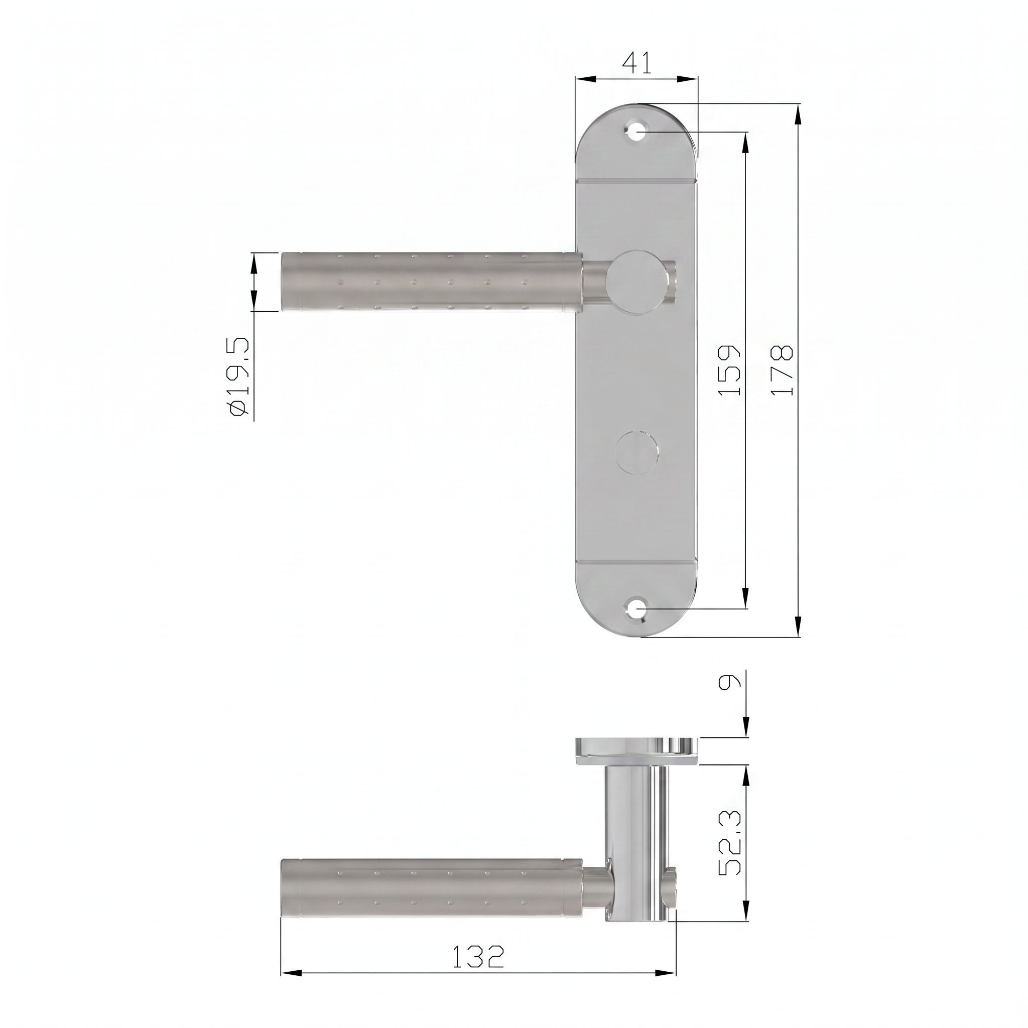 GoodHome Brigg Brushed & polished Grey Chrome & nickel effect Straight WC Door handle (L)132mm (D)61.5mm Pair