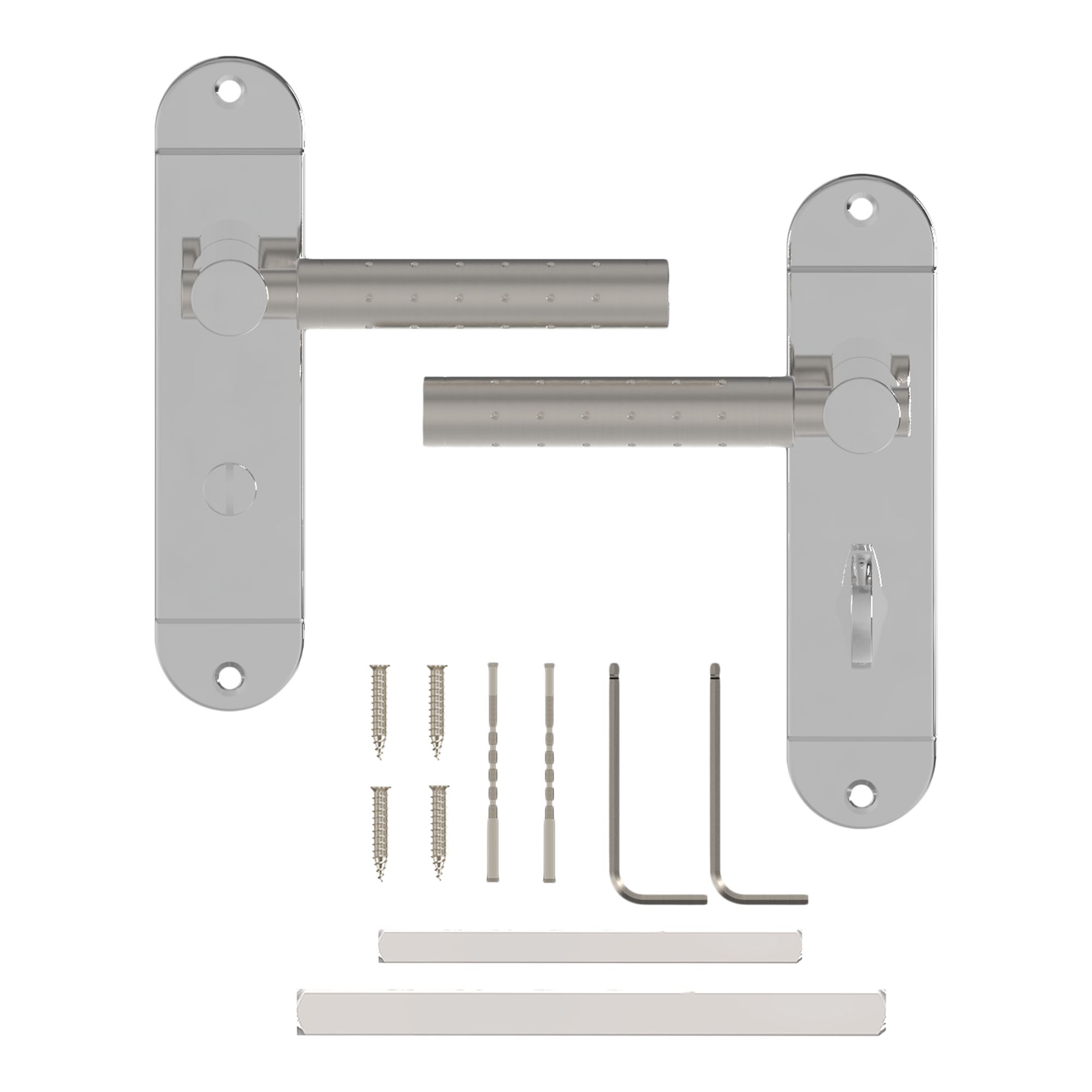 GoodHome Brigg Brushed & polished Grey Chrome & nickel effect Straight WC Door handle (L)132mm (D)61.5mm Pair