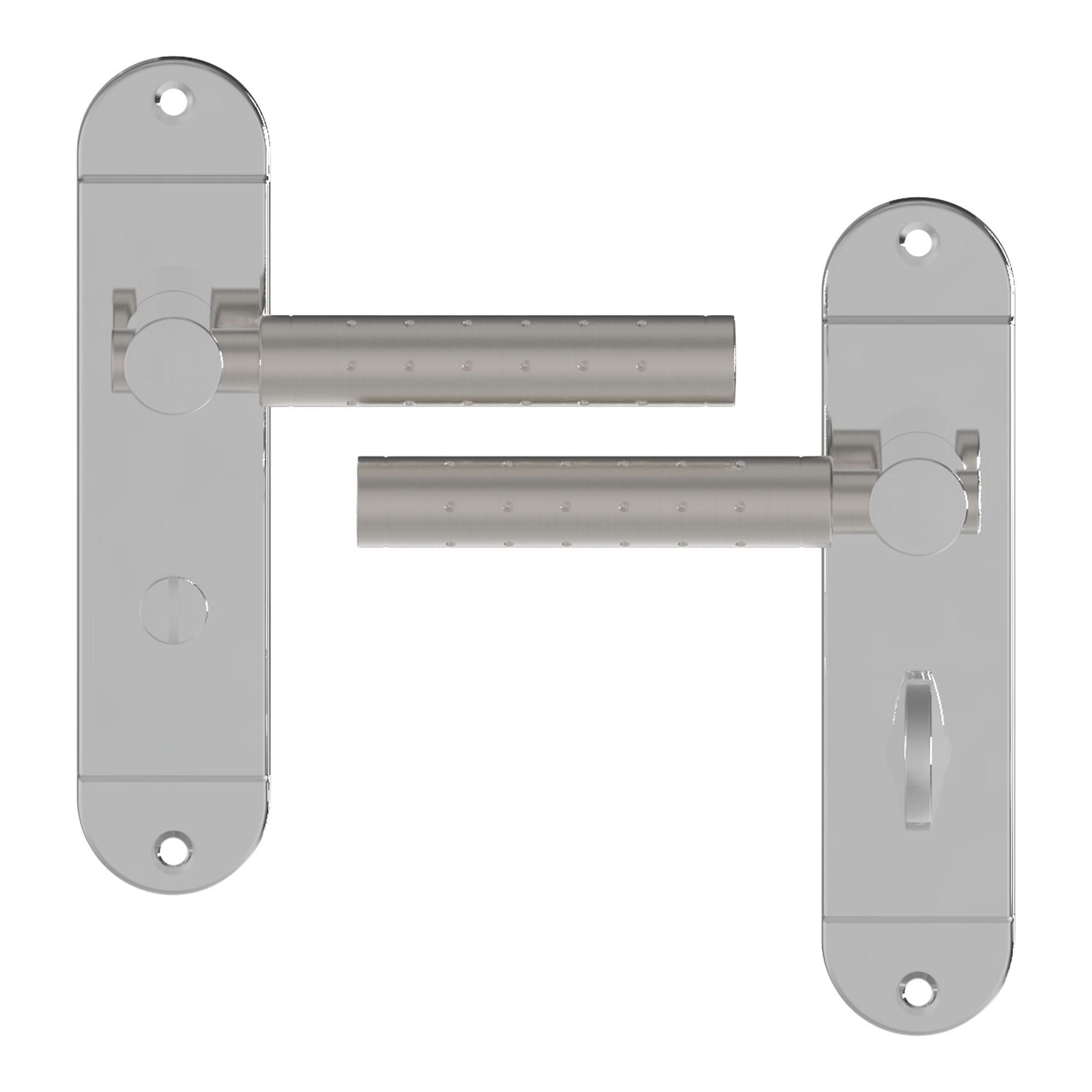GoodHome Brigg Brushed & polished Grey Chrome & nickel effect Straight WC Door handle (L)132mm (D)61.5mm Pair