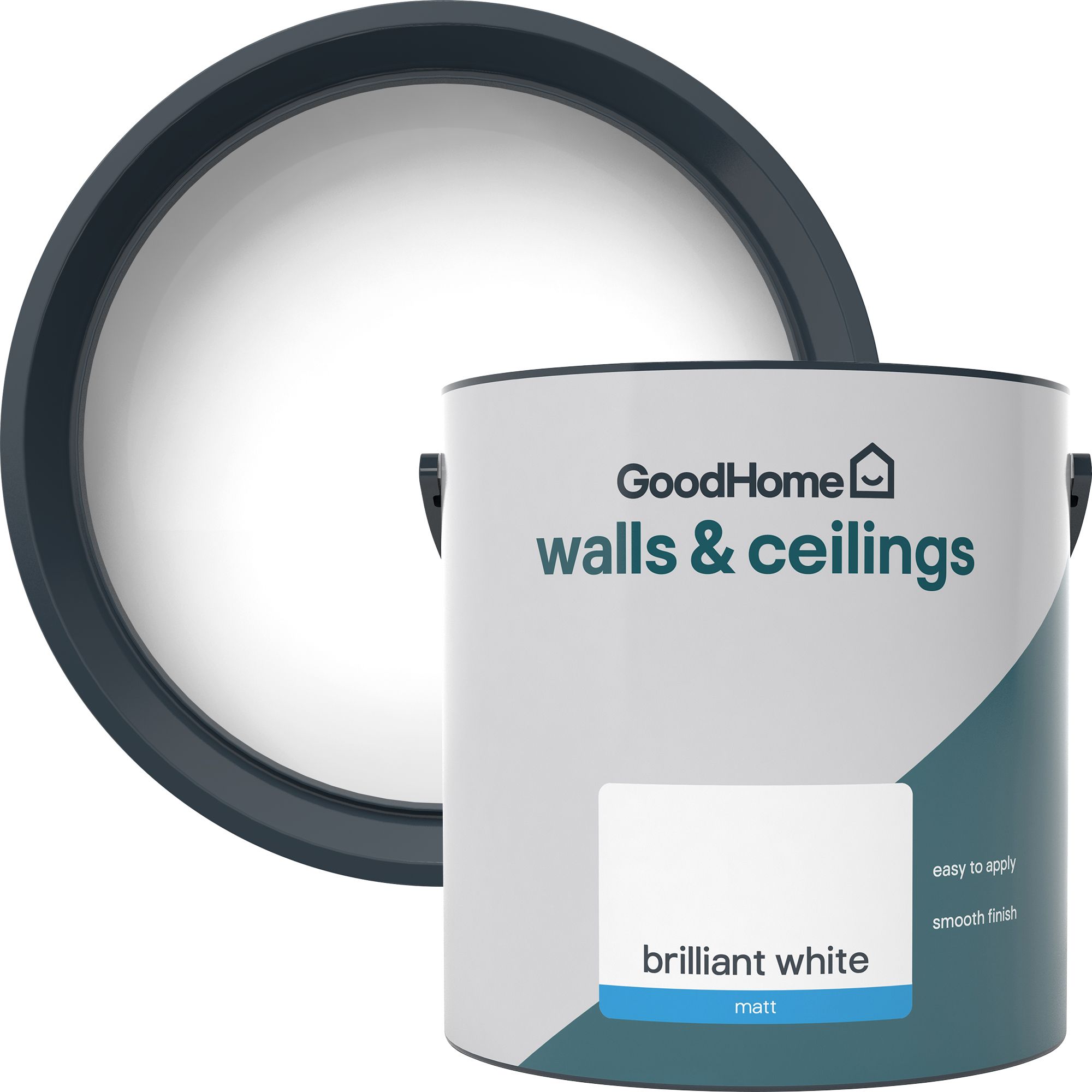 GoodHome Brilliant white Matt Wall & ceiling Emulsion paint, 2.5L