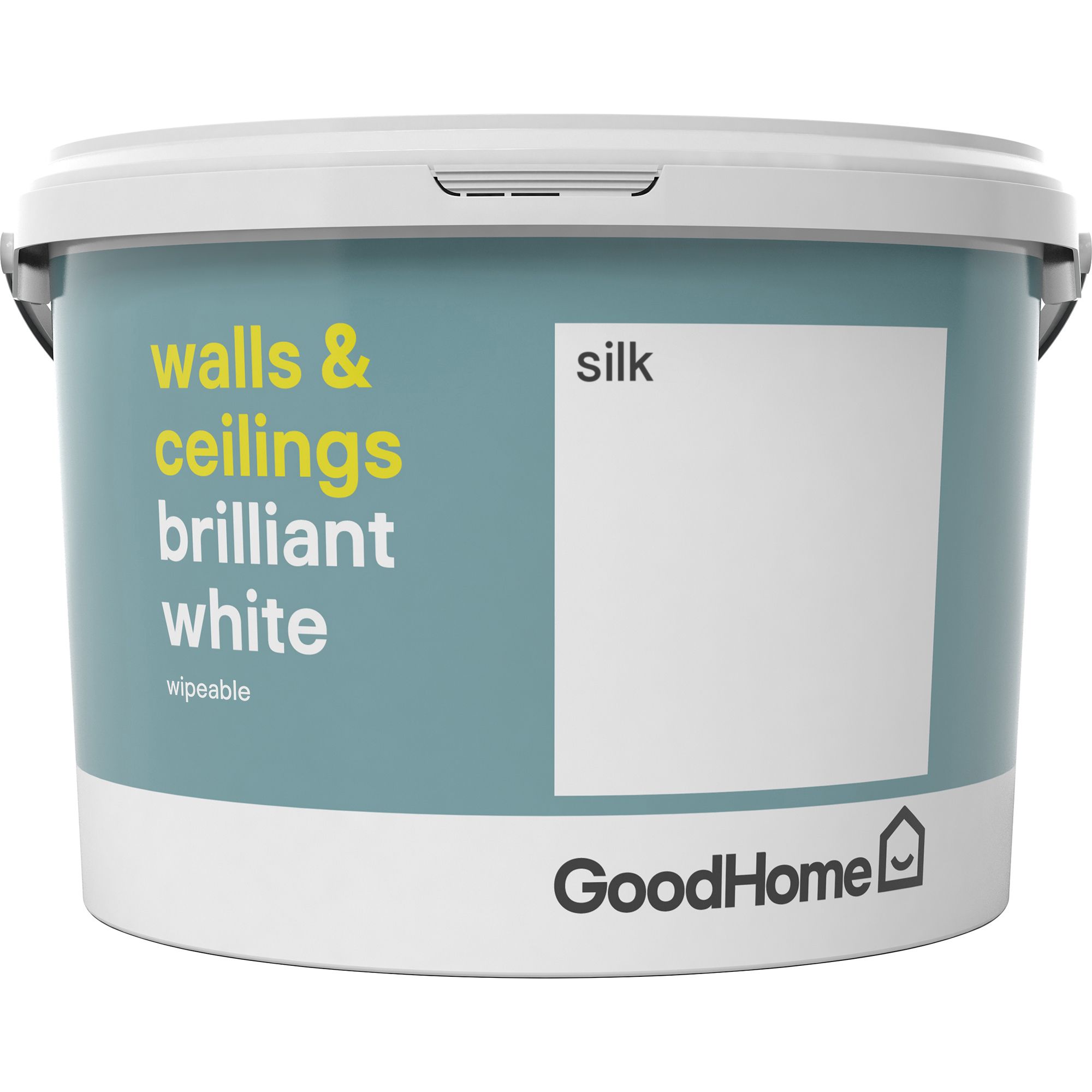 GoodHome Brilliant white Vinyl silk Emulsion paint, 2.5L