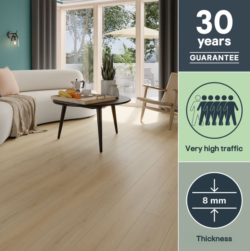 GoodHome Broadstairs Natural wood effect Structured Laminate Flooring, 1.99m²
