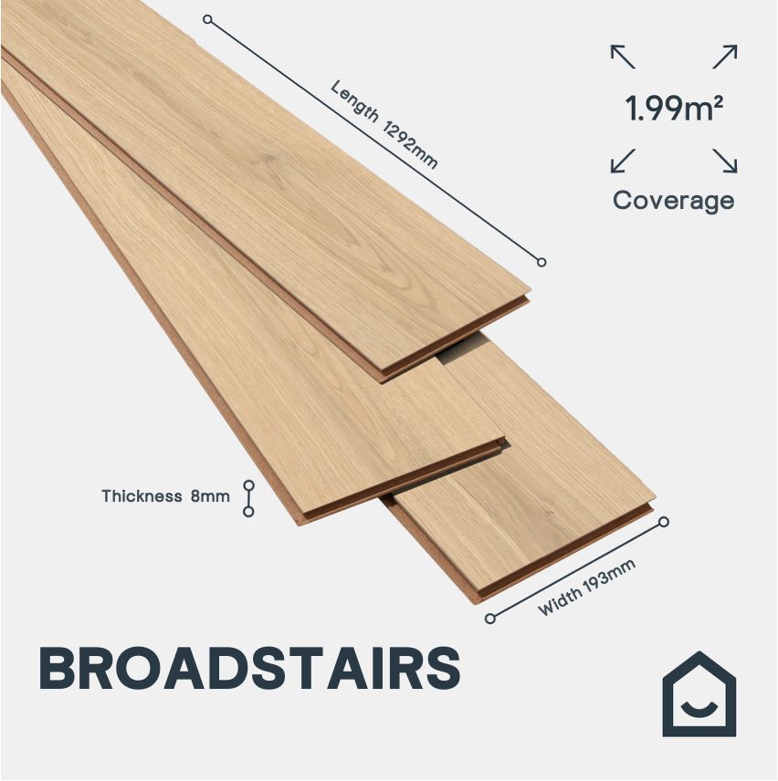 GoodHome Broadstairs Natural wood effect Structured Laminate Flooring, 1.99m²