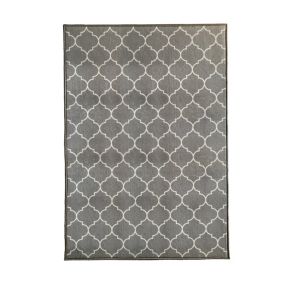 GoodHome Bromberg Grey & white Geometric Large Rug, (L)120cm x (W)80cm