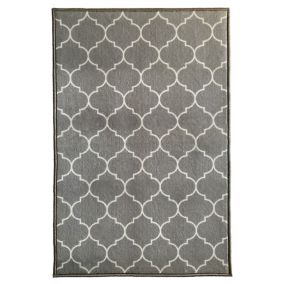 GoodHome Bromberg Grey & white Geometric Medium Rug, (L)90cm x (W)60cm