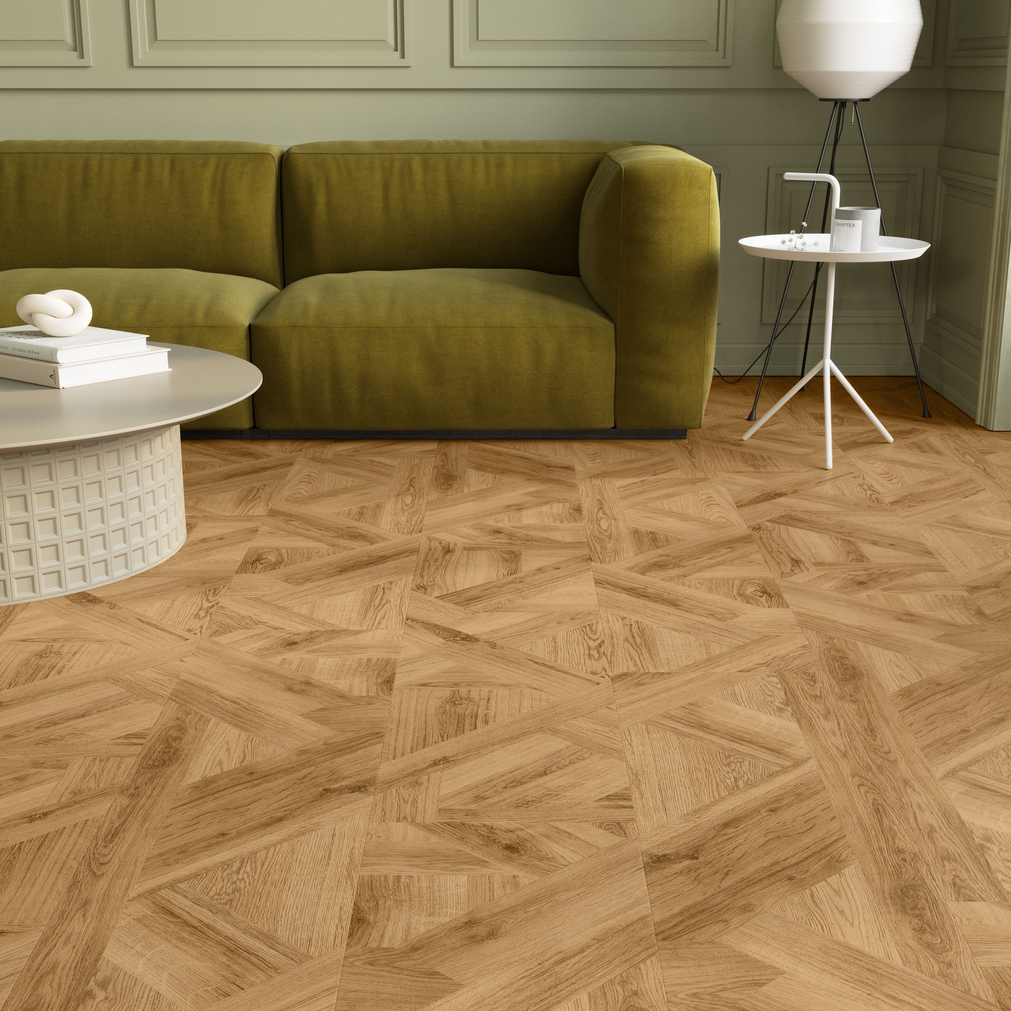 Bromley Honey Oak Wood effect Structured Laminate Flooring 2.402m²