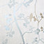 GoodHome Bromus Blue Floral Metallic effect Textured Wallpaper Sample