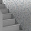 GoodHome Bromus Blue Floral Metallic effect Textured Wallpaper