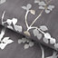 GoodHome Bromus Charcoal Metallic effect Floral Textured Wallpaper