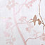 GoodHome Bromus Pink Floral Metallic effect Textured Wallpaper Sample