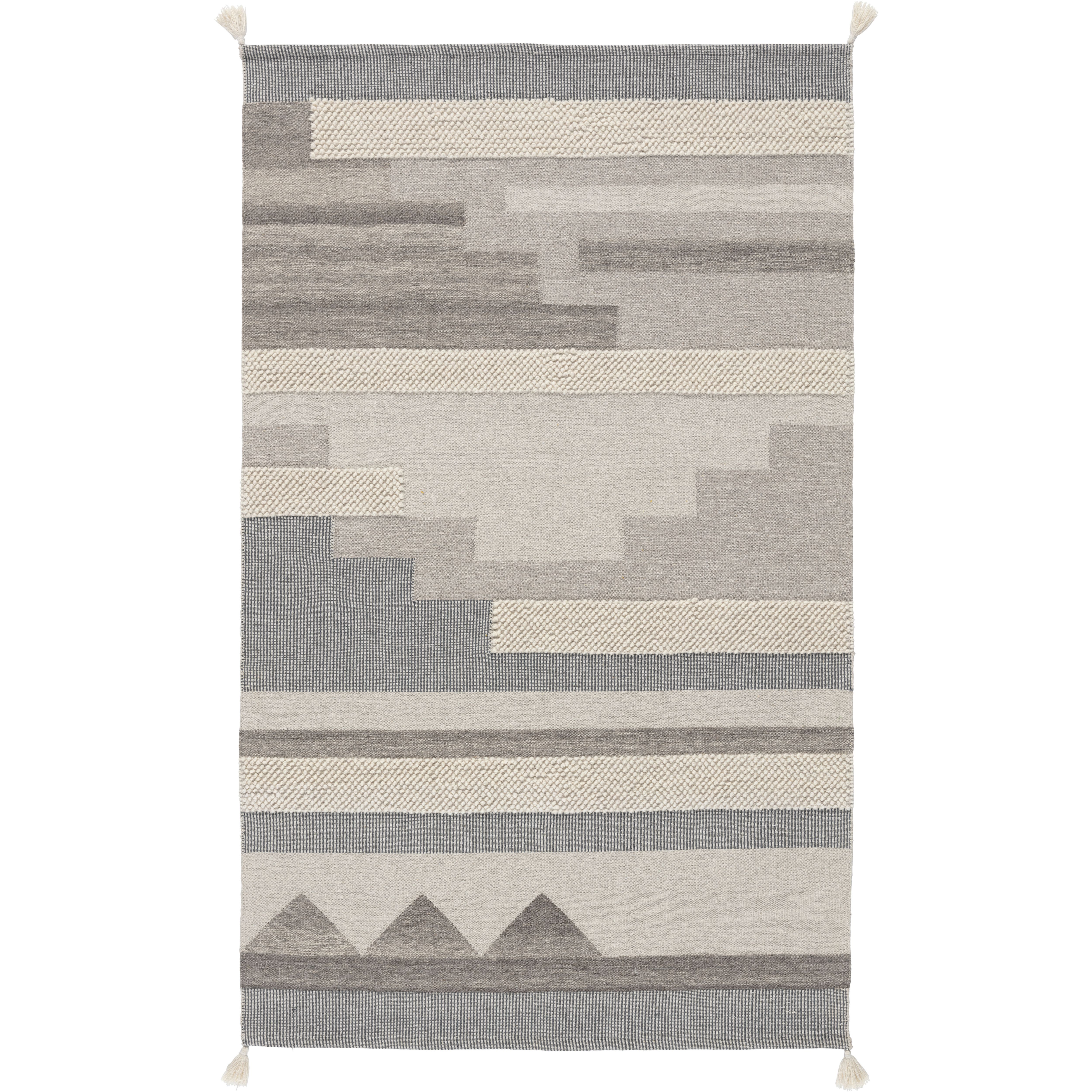 GoodHome Brunel Grey Striped Medium Rug, (L)150cm x (W)80cm