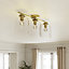 GoodHome Brushed Glass & metal Brass effect 3 Lamp Ceiling light