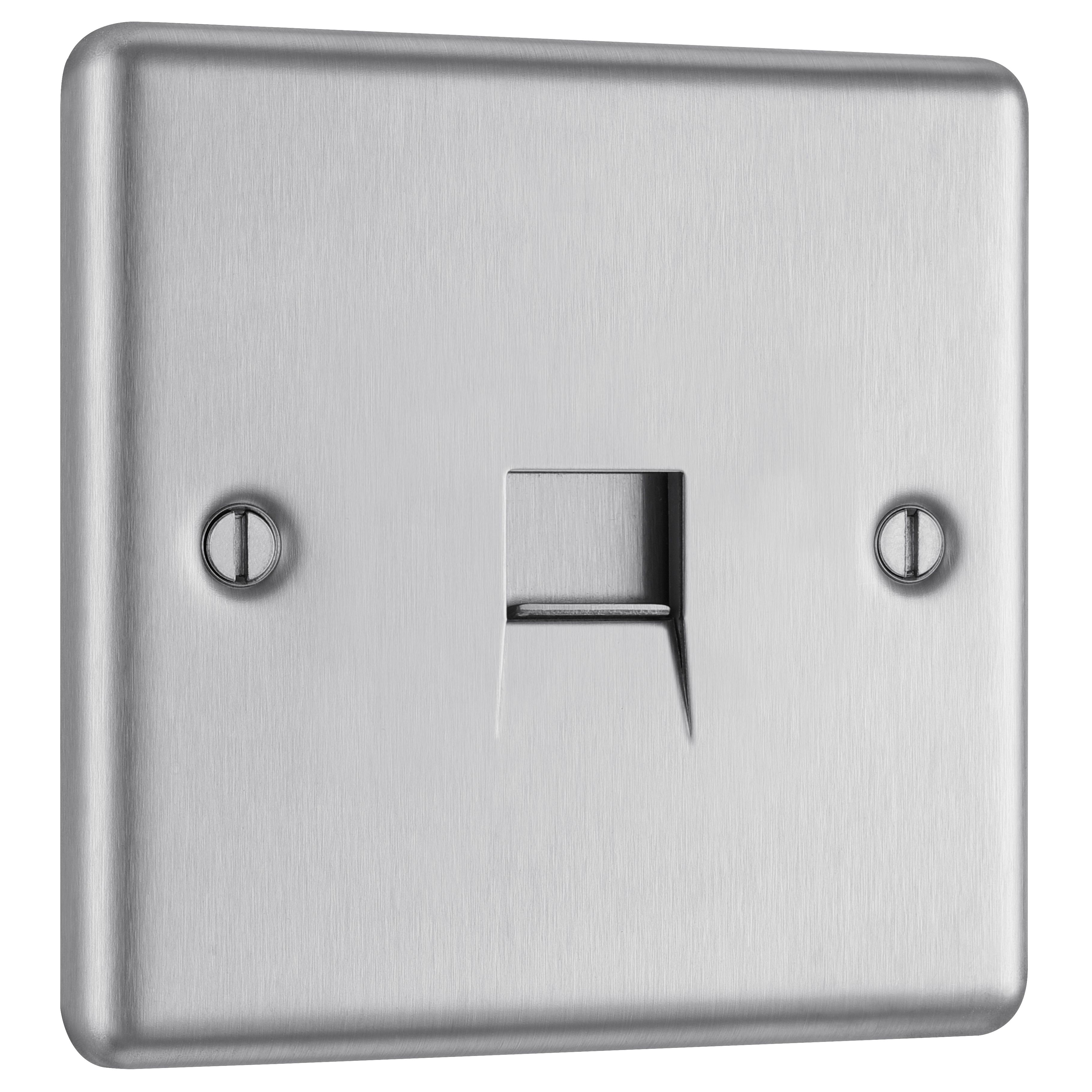 GoodHome Brushed Steel 1 gang Raised rounded Master telephone socket - 3
