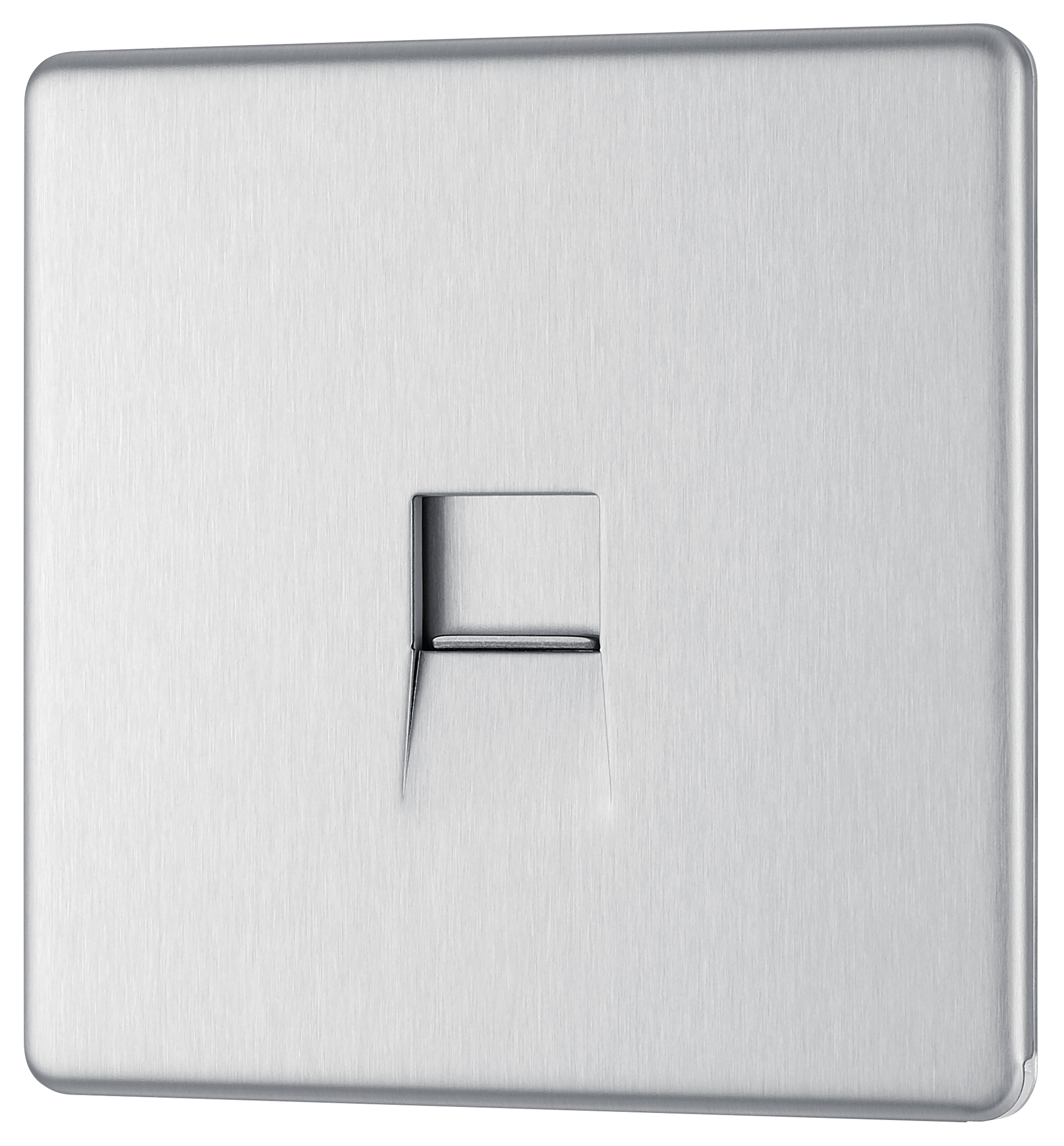 GoodHome Brushed Steel 1 gang Screwless Master telephone socket