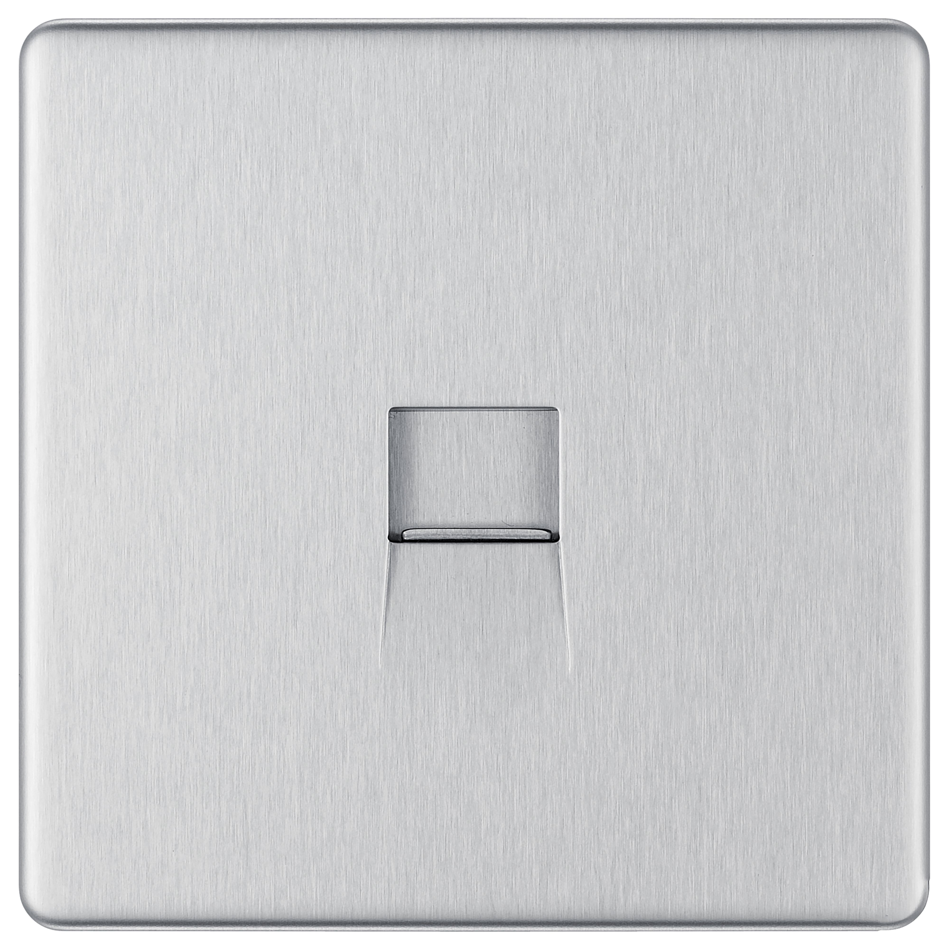 GoodHome Brushed Steel 1 gang Screwless Master telephone socket