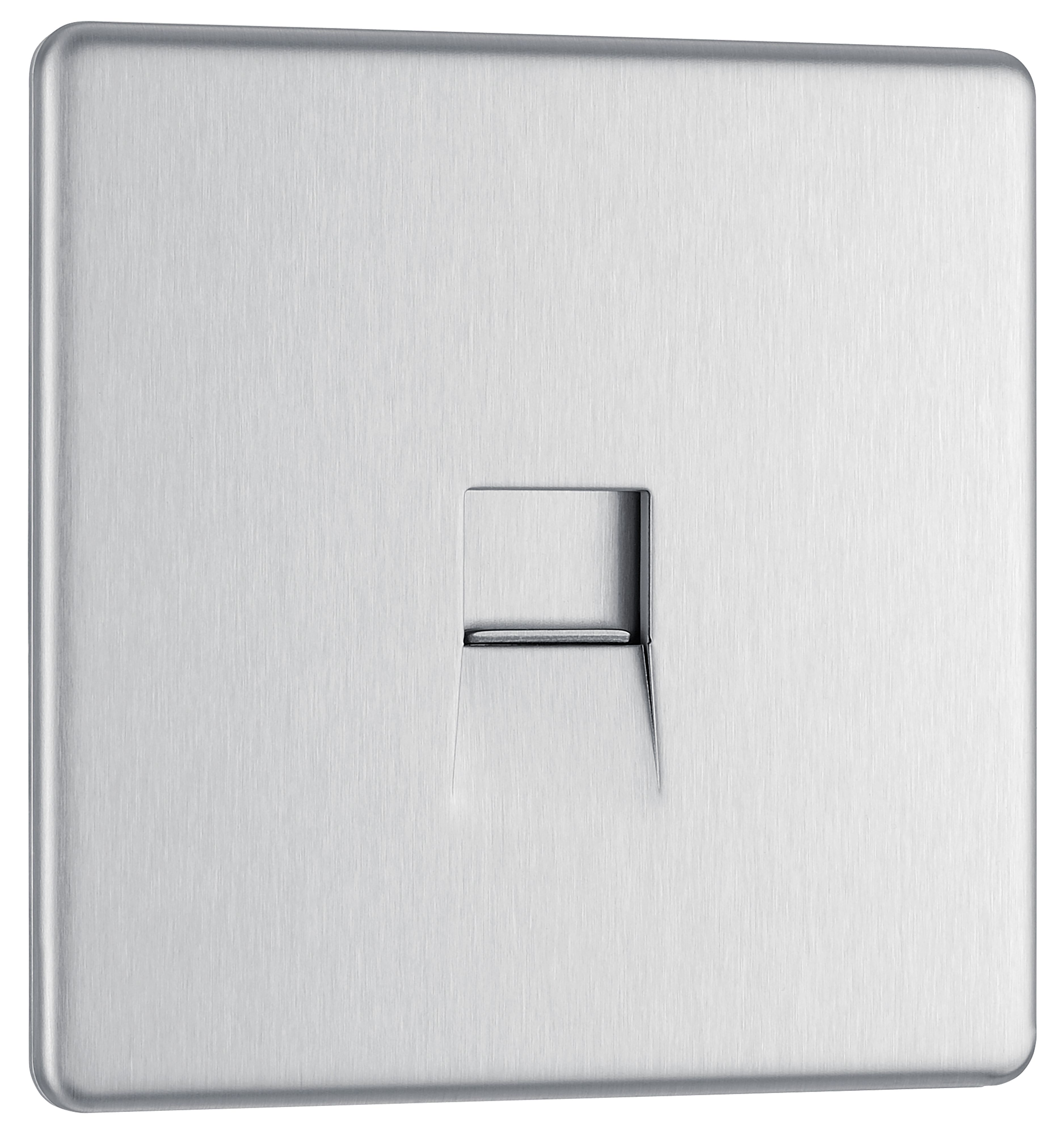GoodHome Brushed Steel 1 gang Screwless Master telephone socket
