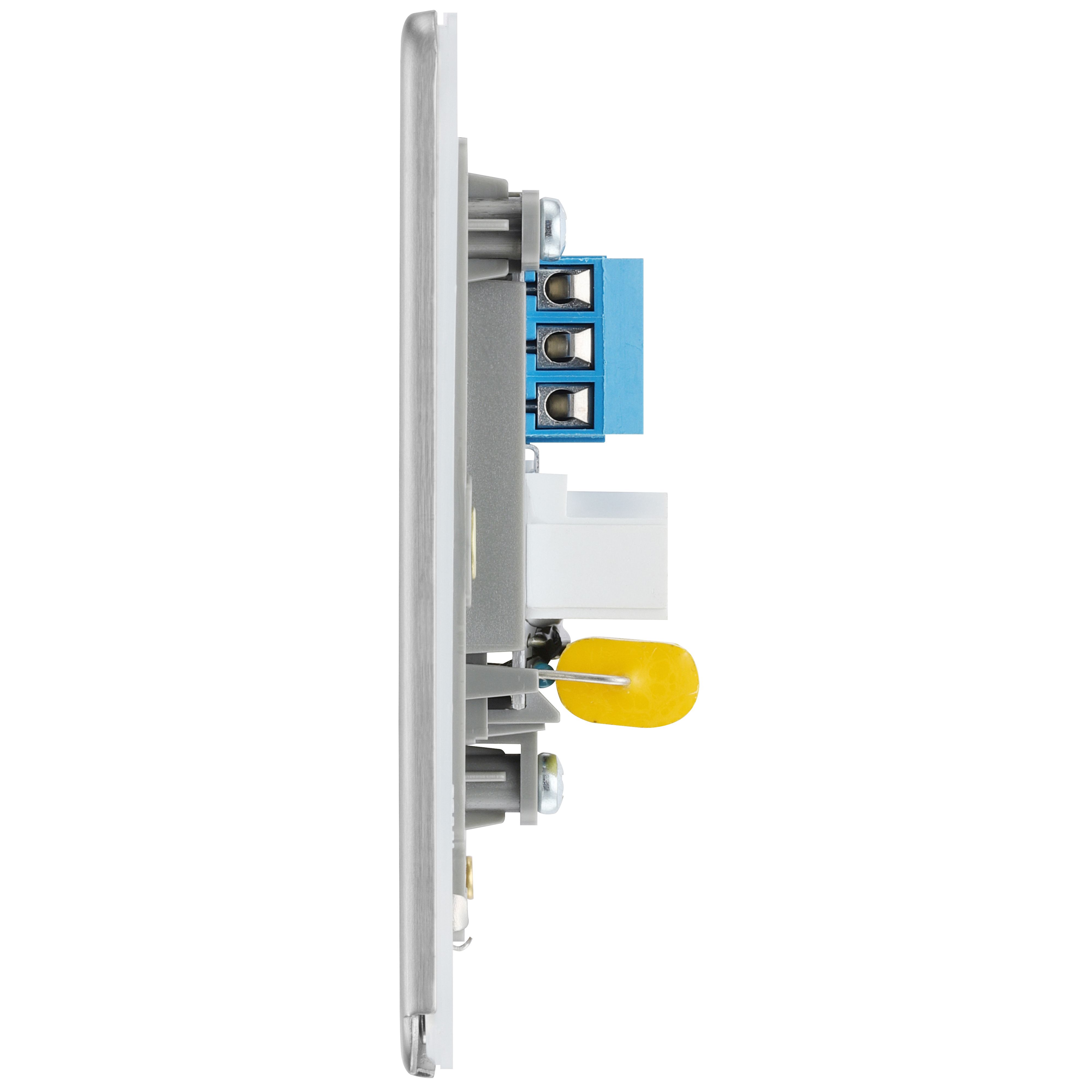 GoodHome Brushed Steel 1 gang Screwless Master telephone socket