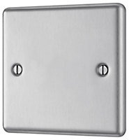 GoodHome Brushed Steel 1 gang Single Raised rounded profile Blanking plate