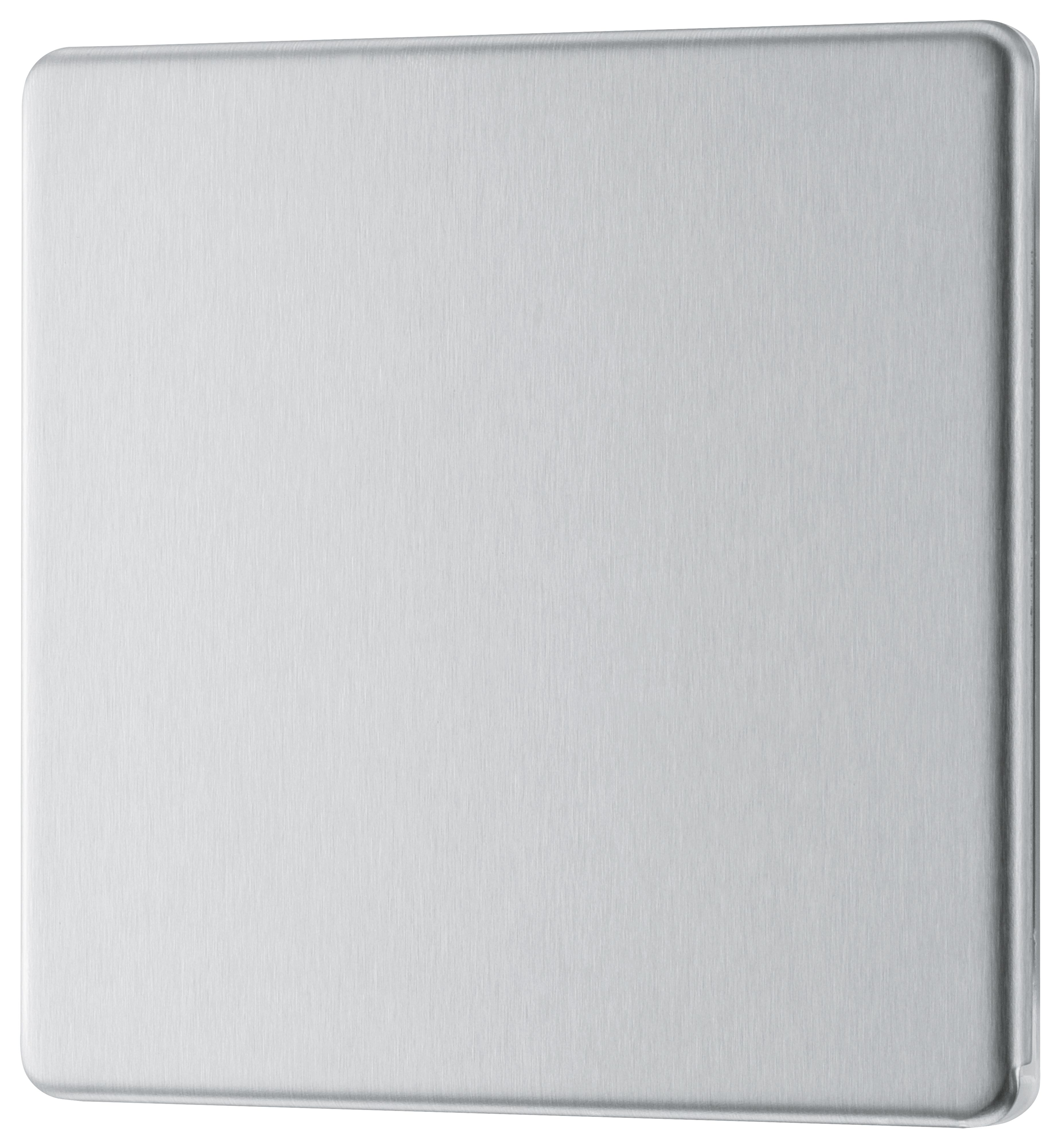 GoodHome Brushed Steel 1 gang Single Screwless Blanking plate