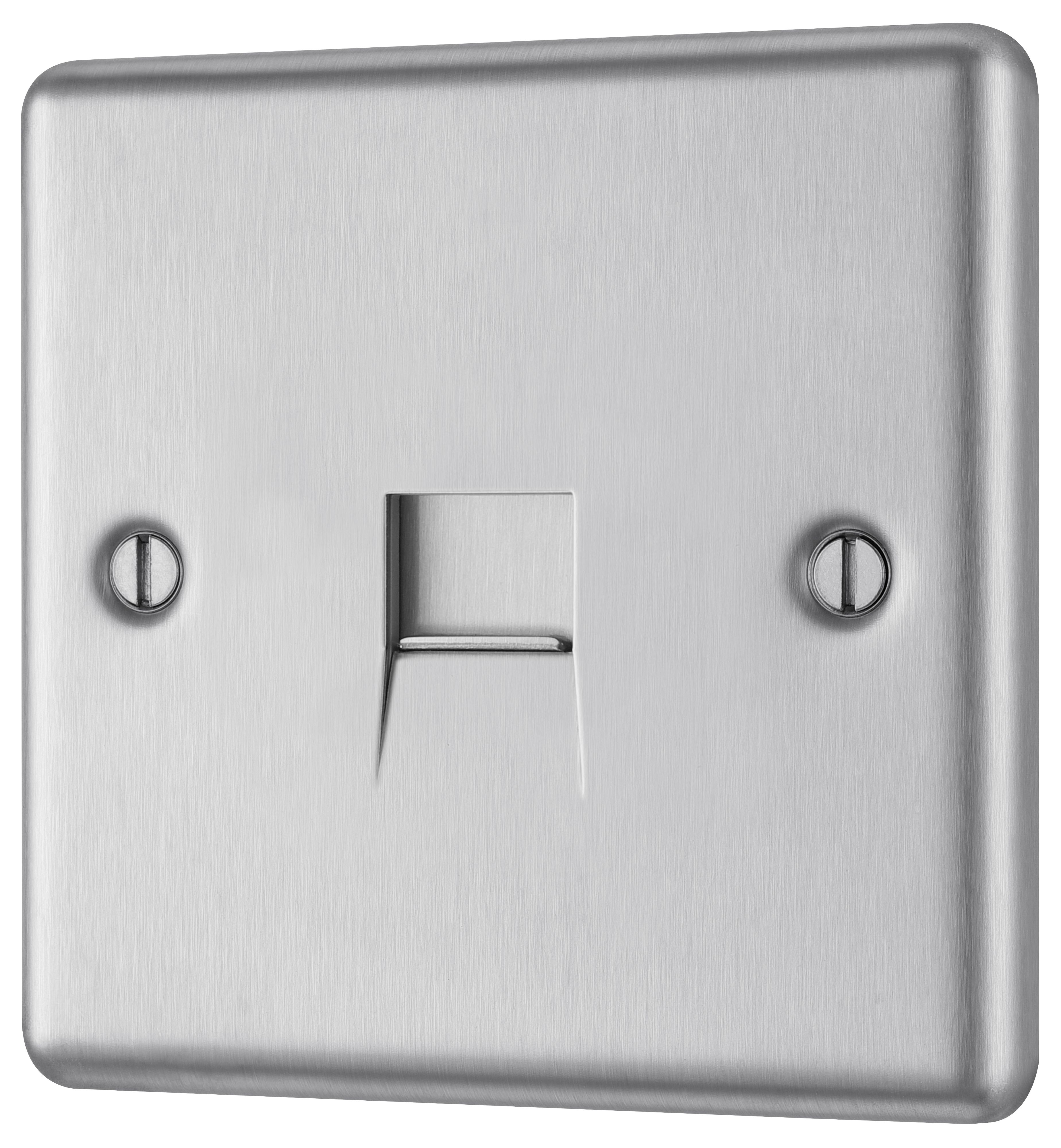 GoodHome Brushed Steel 1 gang Slave telephone socket