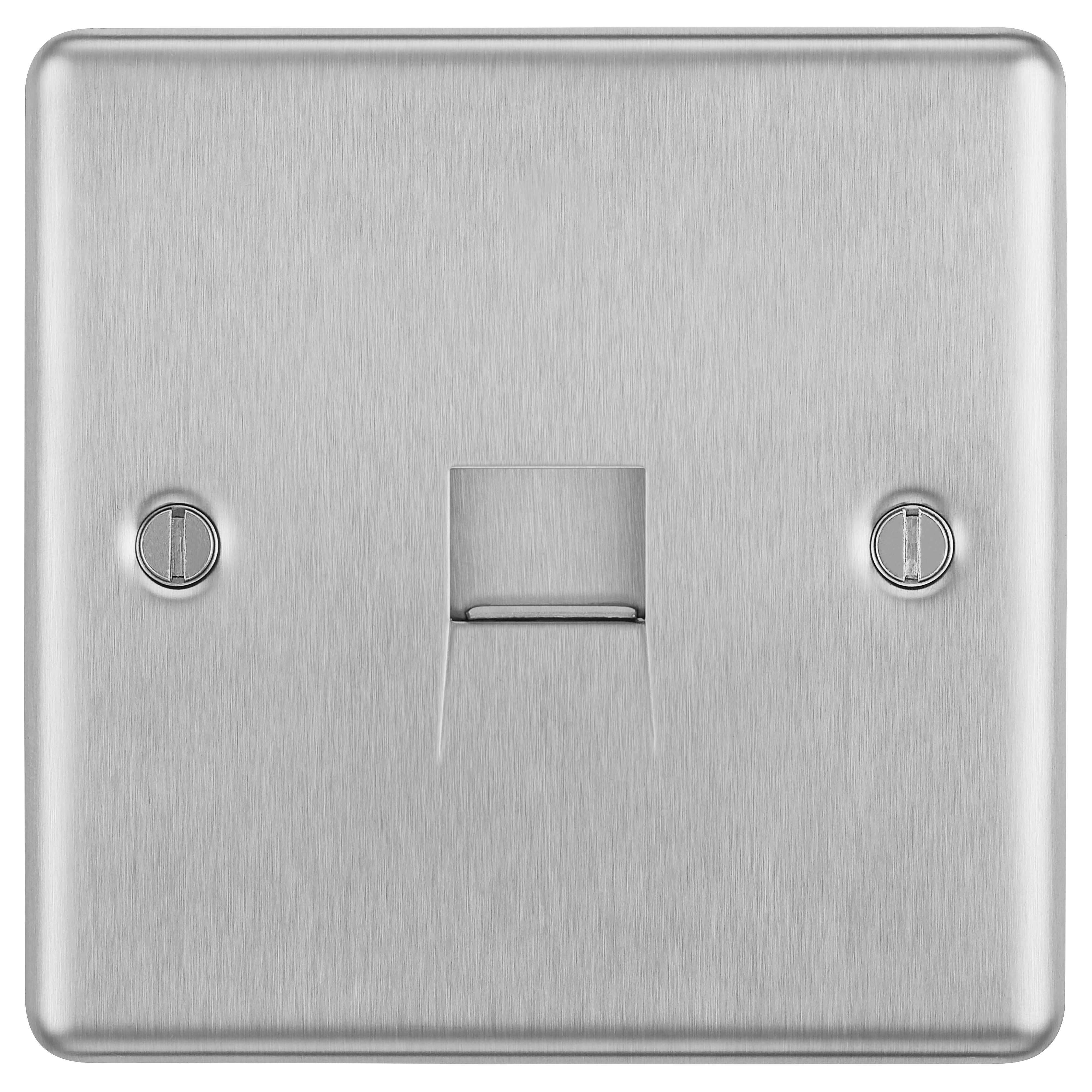 GoodHome Brushed Steel 1 gang Slave telephone socket
