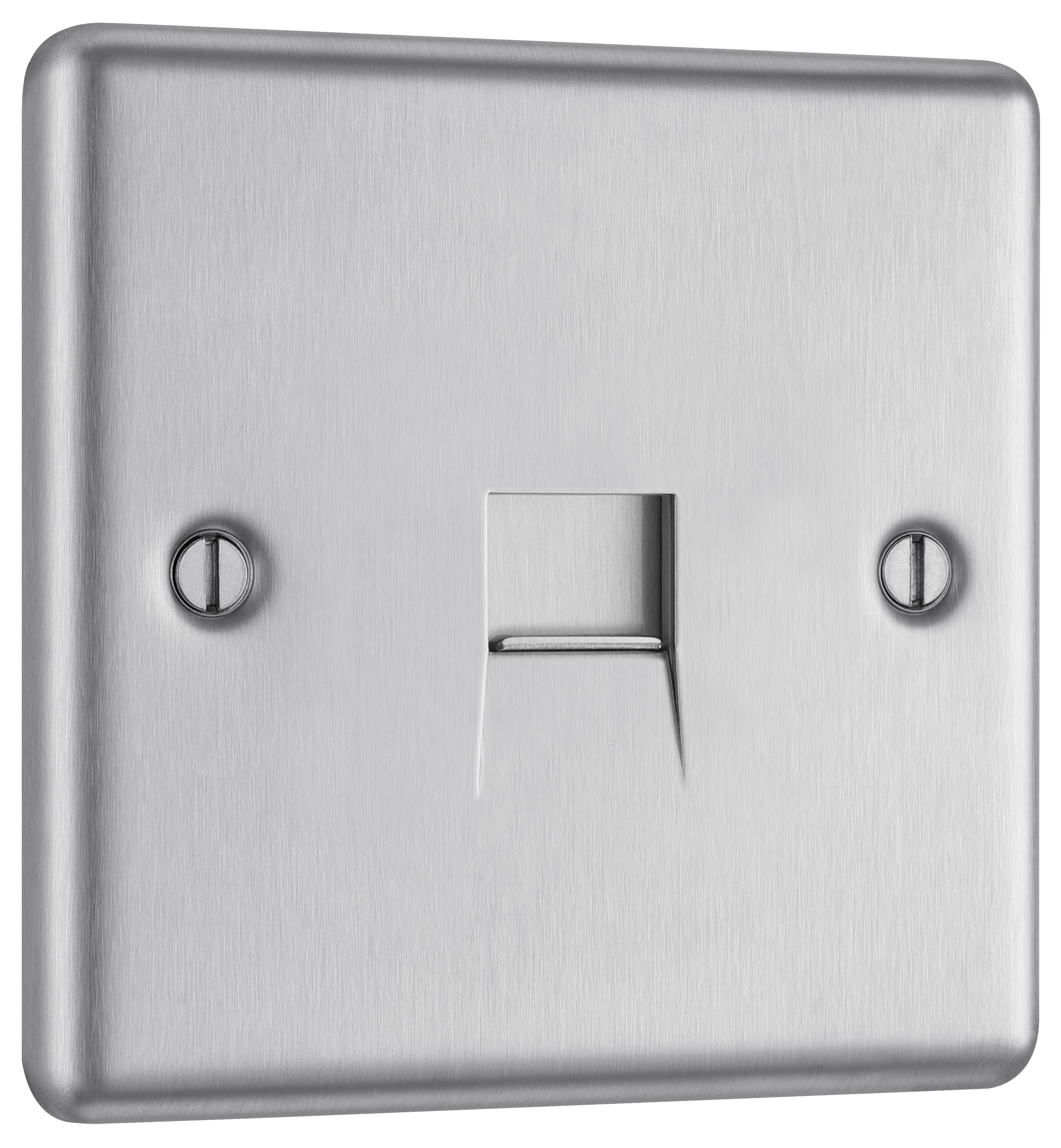 GoodHome Brushed Steel 1 gang Slave telephone socket