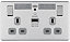 GoodHome Brushed Steel 13A Flat Switched Double Screwless WiFi extender socket with USB