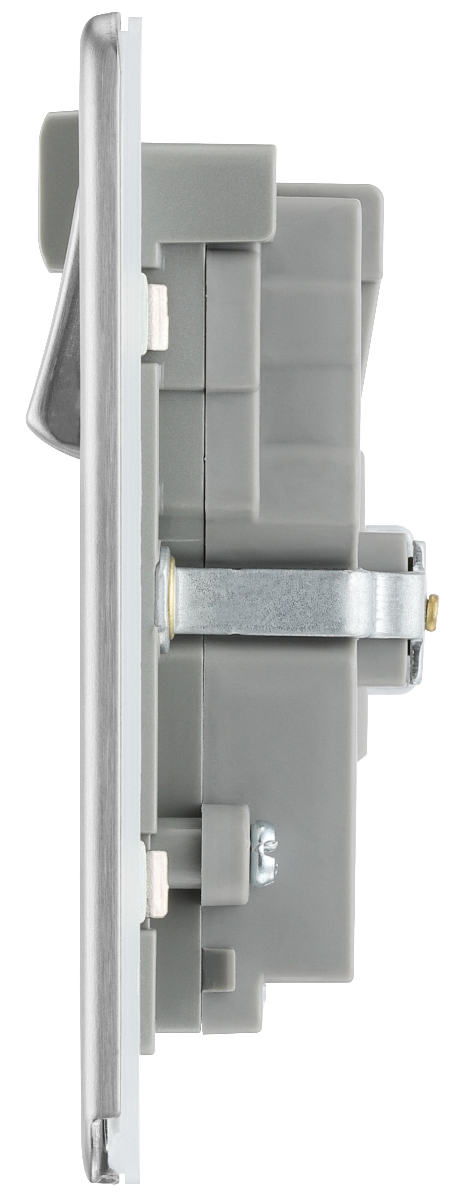 GoodHome Brushed Steel 13A Switched Double Screwless WiFi extender socket with USB