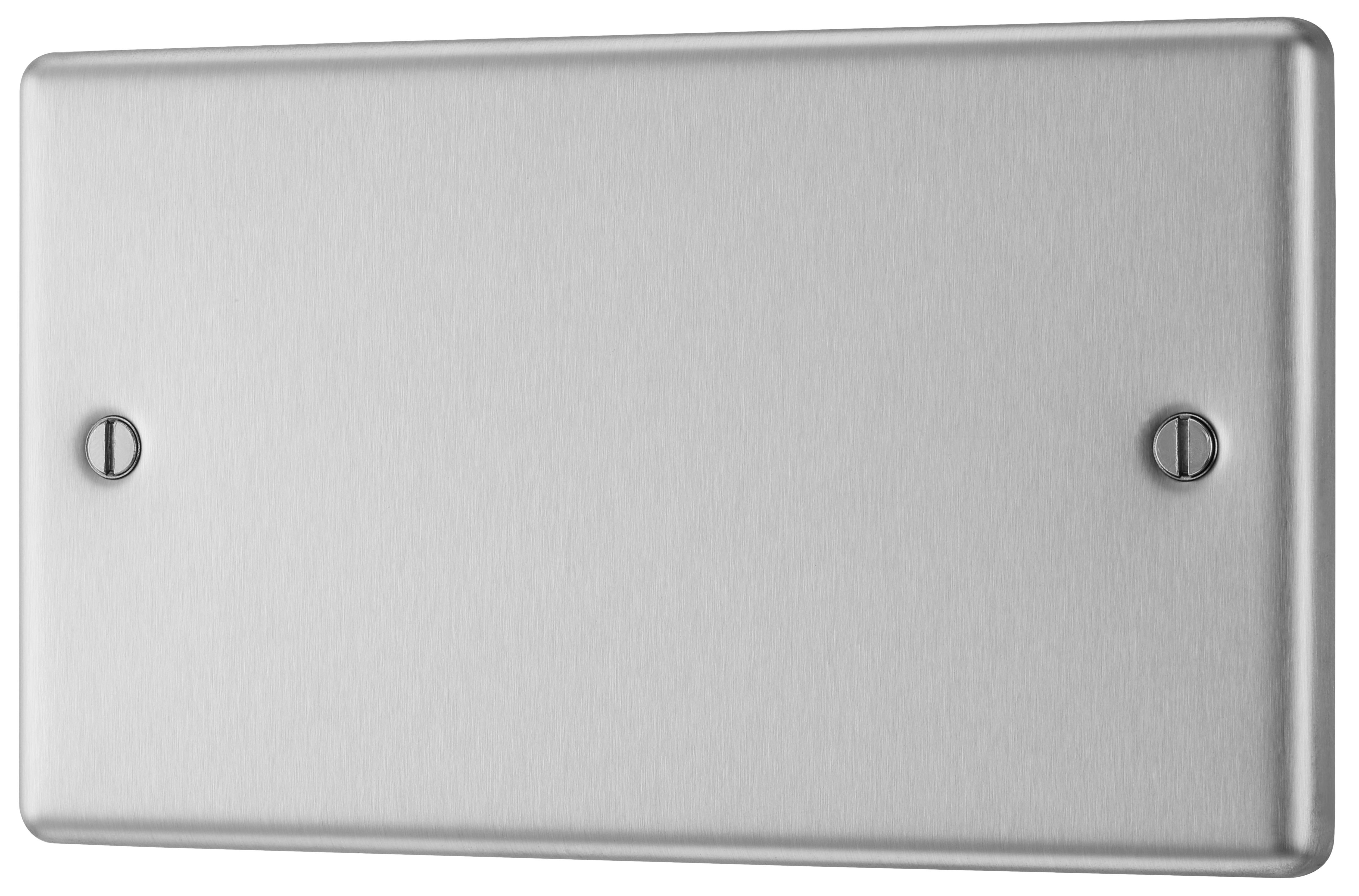 GoodHome Brushed Steel 2 gang Double Blanking plate