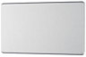 GoodHome Brushed Steel 2 gang Double Flat profile Screwless Blanking plate