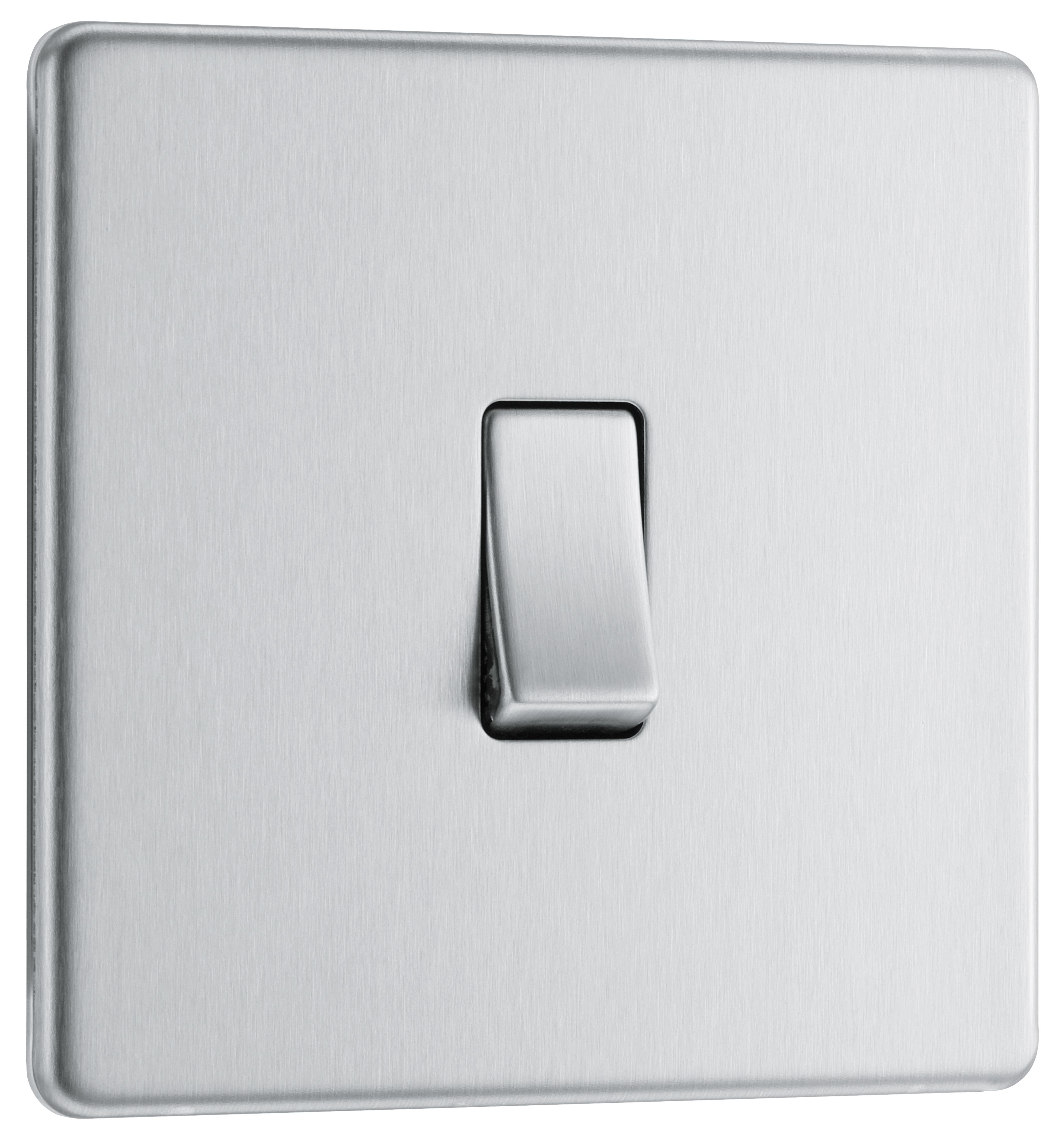 GoodHome Brushed Steel 20A 2 way 1 gang Light Screwless Switch