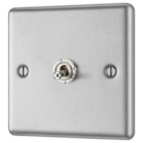 GoodHome Brushed Steel 20A 2 way 1 gang Light Switch