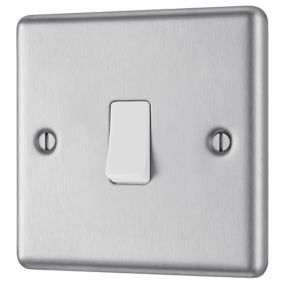 GoodHome Brushed Steel 20A 2 way 1 gang Single light Switch