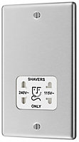 GoodHome Brushed Steel Double Screwed Shaver socket