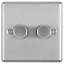 GoodHome Brushed Steel profile Double 2 way 400W Dimmer switch