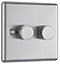 GoodHome Brushed Steel profile Double 2 way 400W Dimmer switch