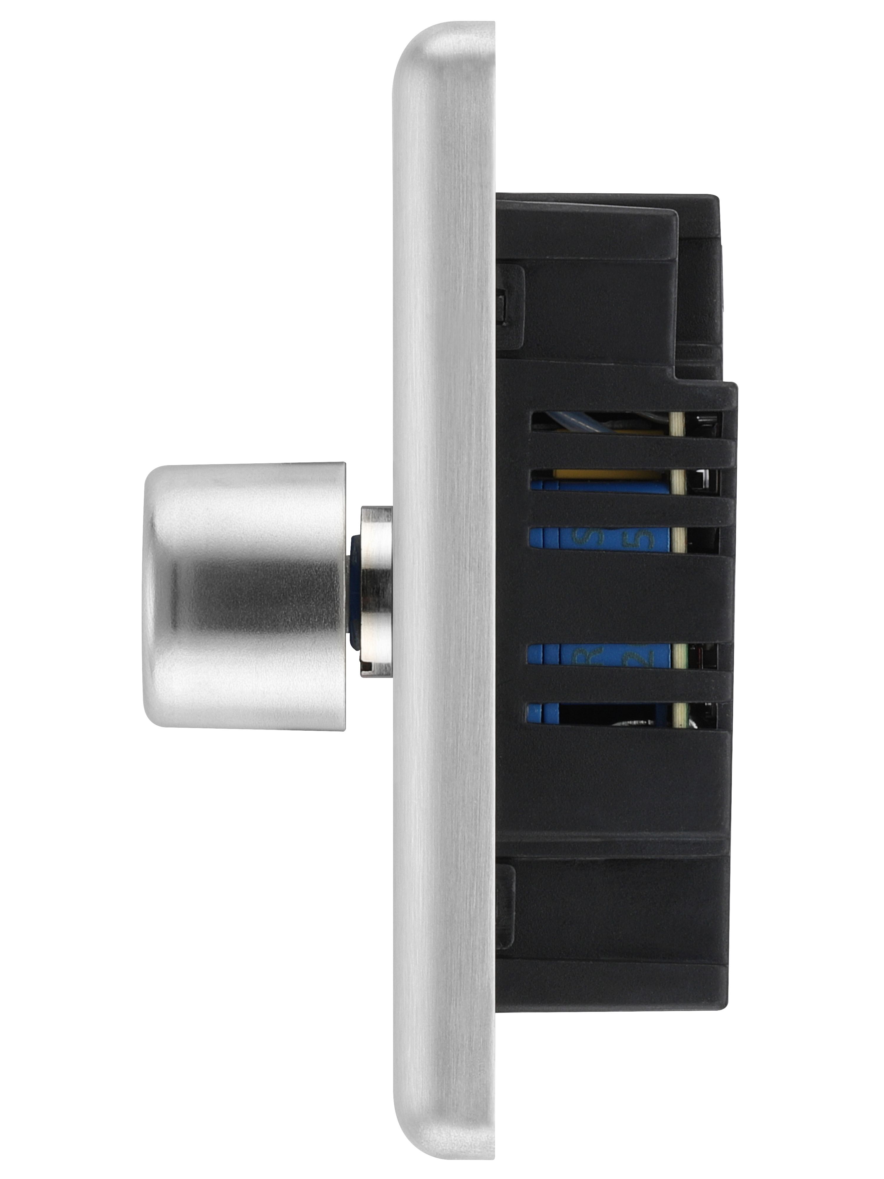 GoodHome Brushed Steel profile Double 2 way 400W Dimmer switch
