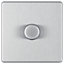 GoodHome Brushed Steel profile Single 2 way 400W Screwless Dimmer switch