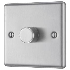 GoodHome Brushed Steel Raised rounded profile Single 2 way 400W Dimmer switch